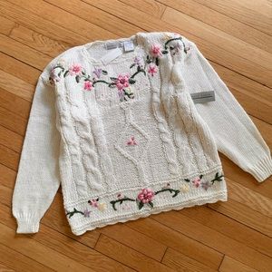 VTG • 90s Deadstock Chunky Knit Floral Sweater